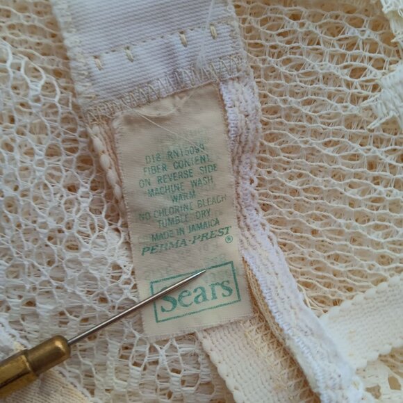 Vintage 34B Sears Bra White Lace Front Hook Closure Padded 197's - Picture 7 of 8